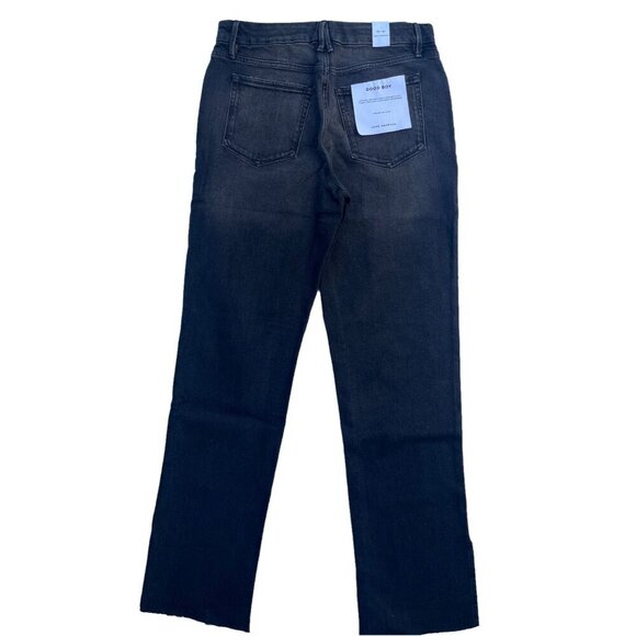 Good American Good Boy Straight Leg Jeans Black Distressed Knee Size 2 - Picture 16 of 16